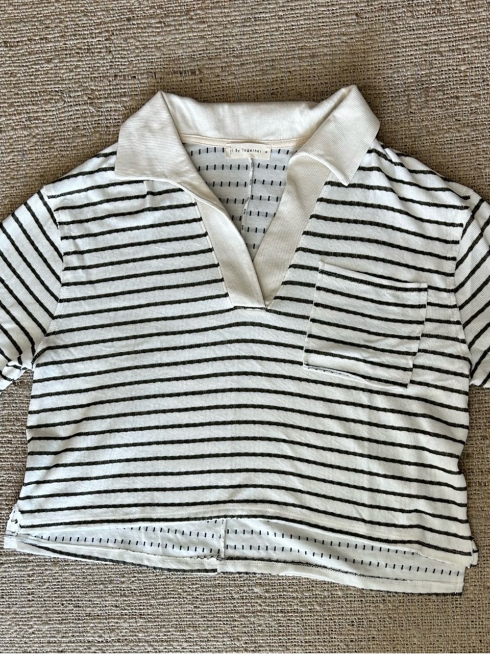 NWOT By Together Relaxed Striped Polo - Picture 2 of 9